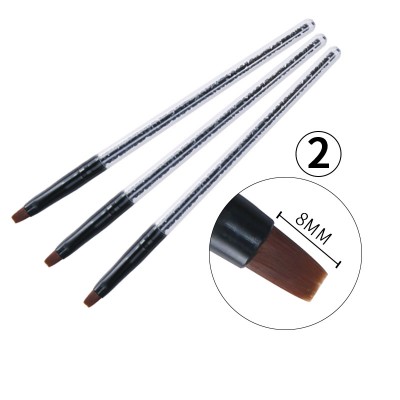 Queenfingers FNB-25 Flat Round Shape Black Rhinestone Nail Art Brush