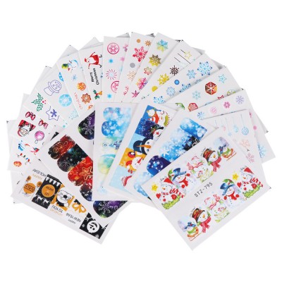 30pcs/Set   Snowman Snow  Christmas series Stickers Set Finger Nail  Art Sticker Transfer Decals for Nail Art Decorations