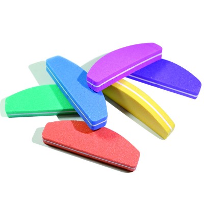 Queenfingers Half Moon Mini Colored  Double Side 100/180  Sponge Nail File Buffer For Manicure Tool