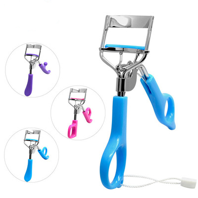 Eyelash curler with rope and button non-slip handle to create curling eyelash curler