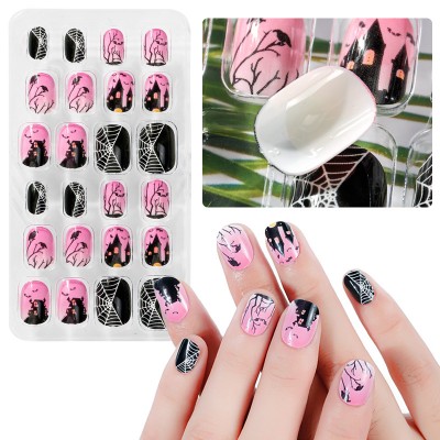 New  24pcs/opp Flame Cute Easy Apply Cartoon  Nail Tips For Kids Nail Wrap Stickers  Child Artificial Art Tips