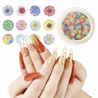 3D Beauty Nail Art 12 Colors  Flower  Wood Pulp Glitter Decals Nail  DIY Mixed Flash  Decoration