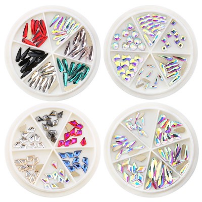 Multicolor Flatback Nail Art Crystal Rhinestones Wheel Packaging Shiny Mixed Sizes  AB Glass Accessories Tool