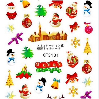 Laser Red Gold  Snowman Snow  Christmas series Stickers Set Finger Nail  Art Sticker Transfer Decals for Nail Art Decorations