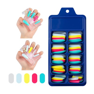 Hot 100 pcs/box 40 colors ABS new coffin design ballerina nail art tips used for making false nails