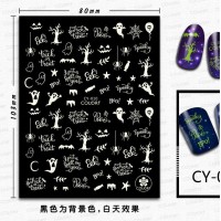 Luminous Halloween Festival Fluorescent Butterfly Flower Finger Nail Art Sticker  Decals for Nail Art Decorations