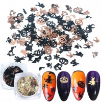 Gold/Black 3D Pumpkin  Halloween Nail Art Metal  Manicure Holiday Decals Nail  DIY Mixed Decoration Stickers