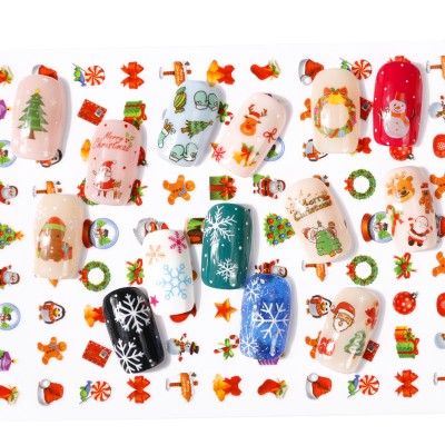 2020 Hot Selling Colorful Christmas Nail Stickers White Snowflakes Nail Art Stickers