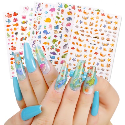 Cartoon Fish Shell Nail Decals Manicure Applique Nail Stickers for Nail Decoration