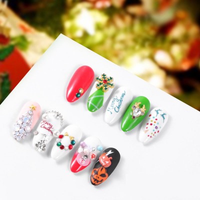 3D Christmas Series Nail Art Metal Decor With Rhinestones Alloy Nail Charms Jewelry On Nails Salon Supplies