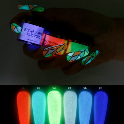 Hot Selling Luminous Nail Powder Blue Light Green Light Purple Light Nail Luminous crystal sand