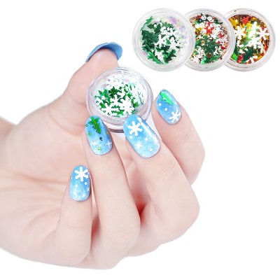 1 Box 6 Colors Nail Art Christmas Snowflake Sequins Manicure 3D Decorations DIY Nail Stickers Nail Art Tools