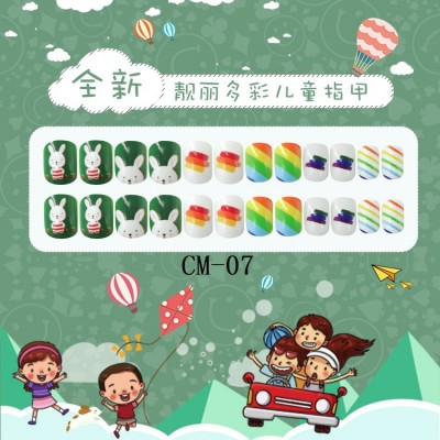 24pcs/box Children Girl ABS False Nails Child Cartoon Anilamls Nail Tips False Nails