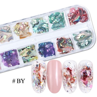 3D Abalone Shell Irregular Nail Art Decorations UV Gel Flake Slider Nails Shimmer nail jewelry decoration