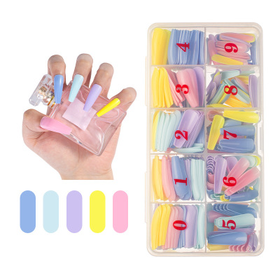 500pcs/box  ABS Mixed Long Custom Coffin False Nails Colorful Ballerina Nail Tips False Nails